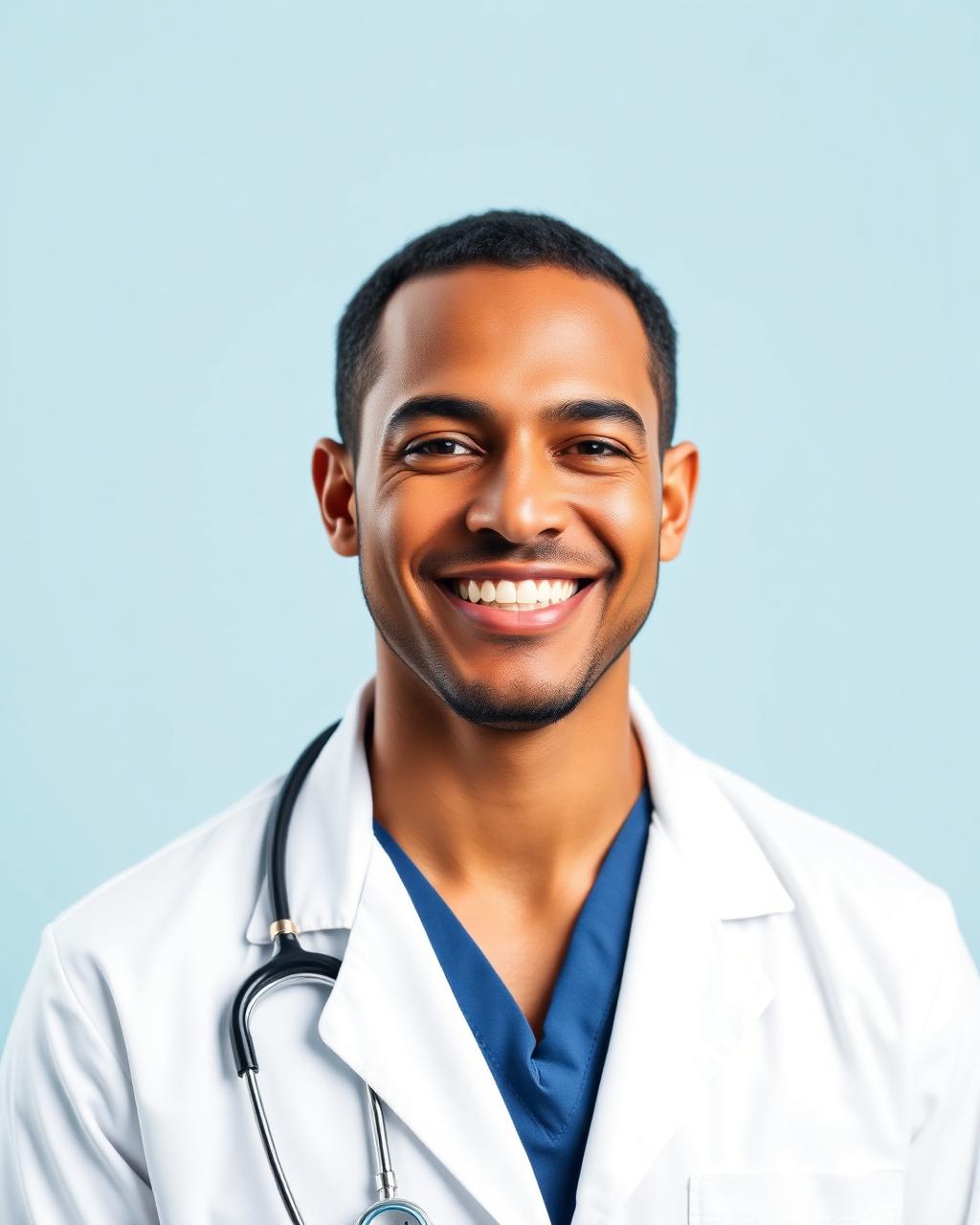 Médico sorrindo, pronto para atender